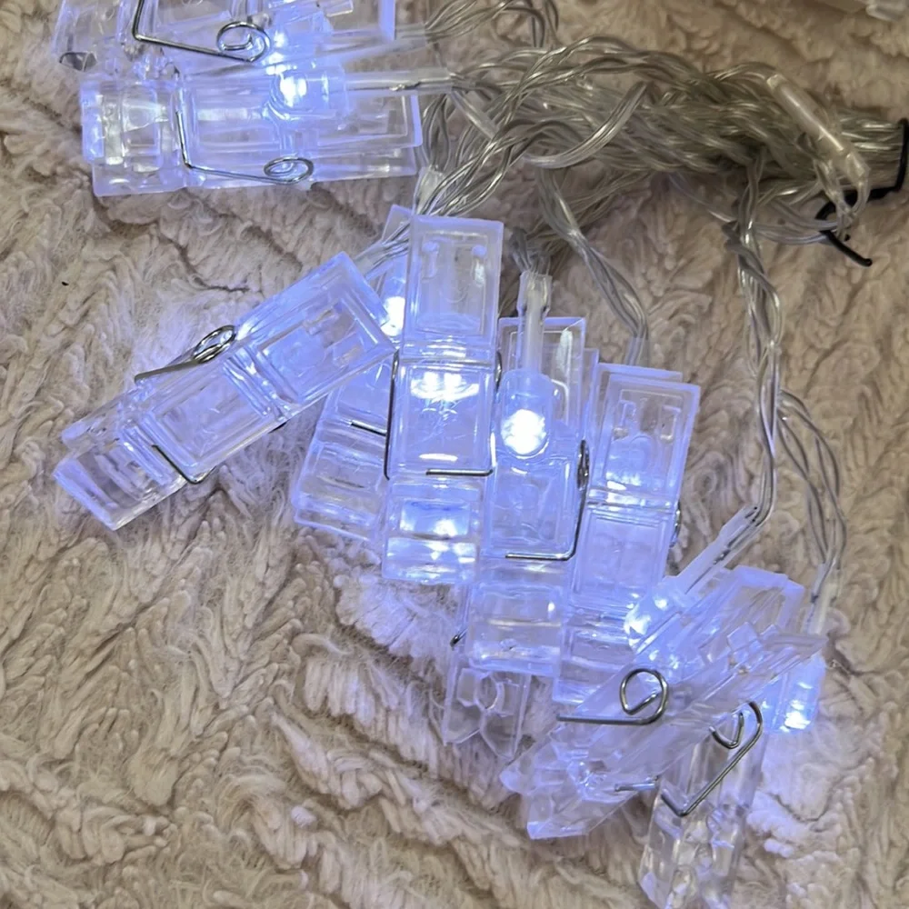 Photo clip string lights, multiple settings, white, New condition
